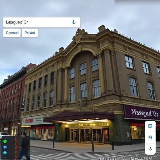 Capture d'écran de Google Maps montrant l'emplacement de l'Académie de théâtre Le Masque d'Or à Montréal.