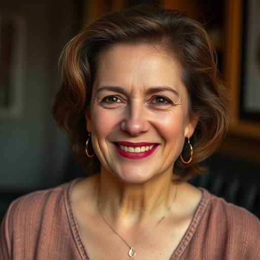 Portrait de Valérie Bernard, professeure de diction et de voix, chaleureuse et expressive.